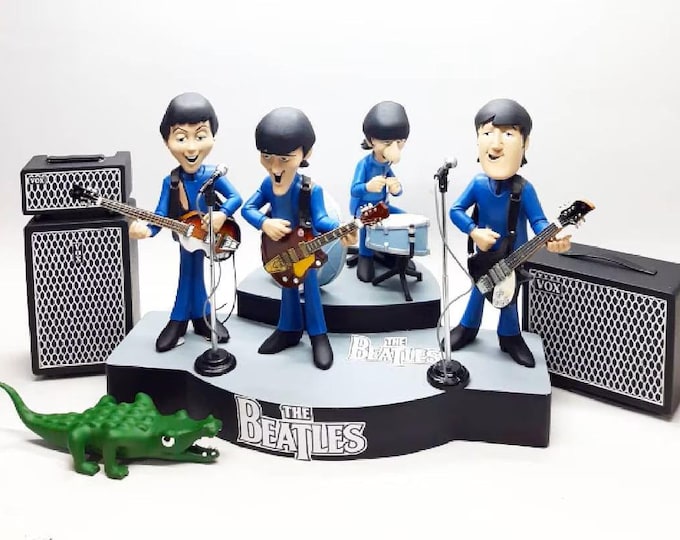 Beatles Mini Instruments Miniature Beatles Figurines & Instruments With Drums, VOX Amps, Stage ...