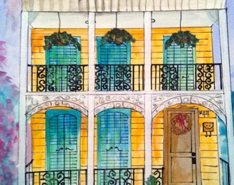 New Orleans Yellow Balcony House