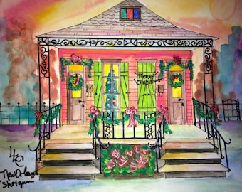 New Orleans Double Shotgun House Christmas 1
