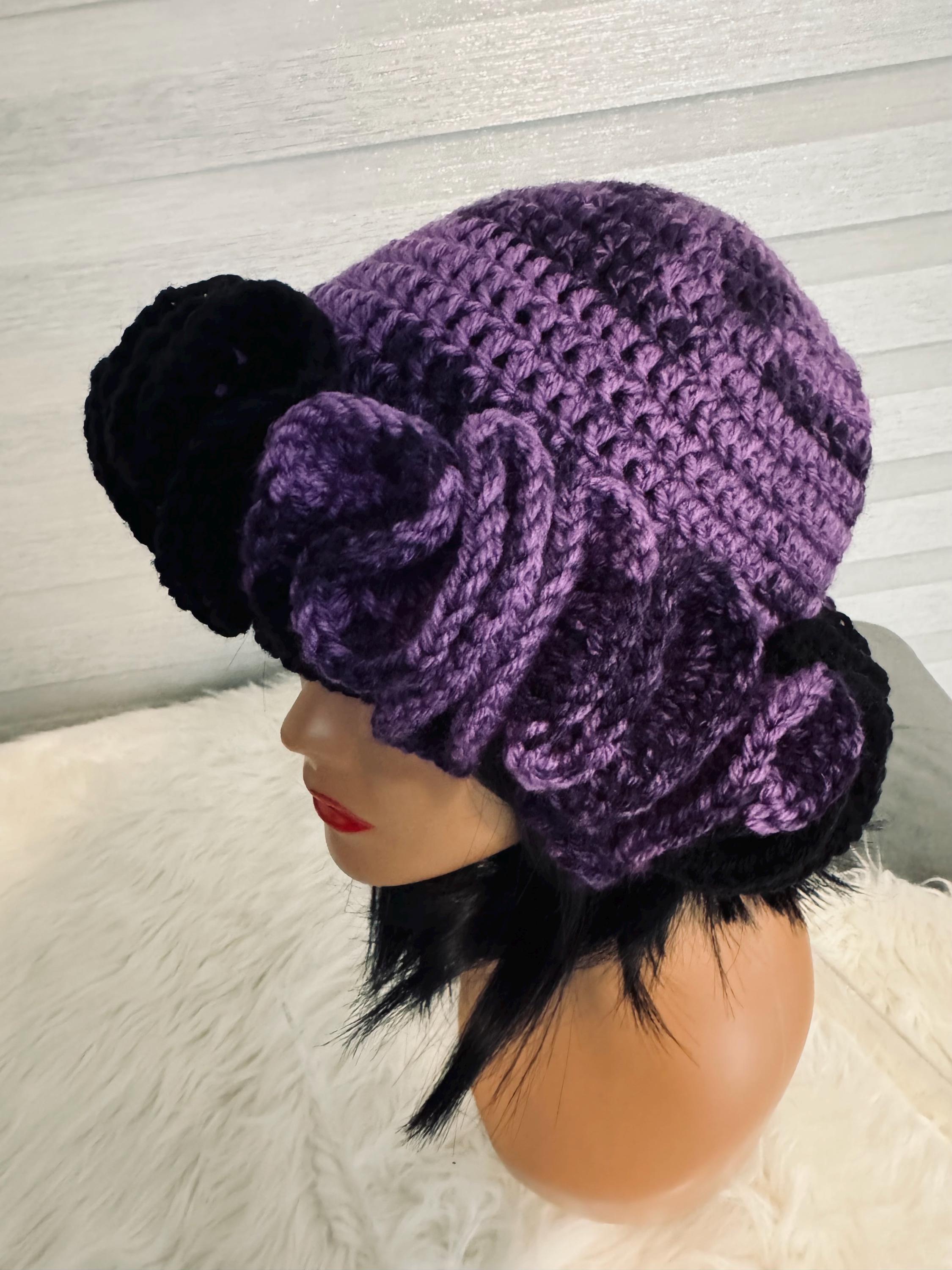 Handmade Ruffle Bucket Hat in Purple & Black - Etsy display picture 3