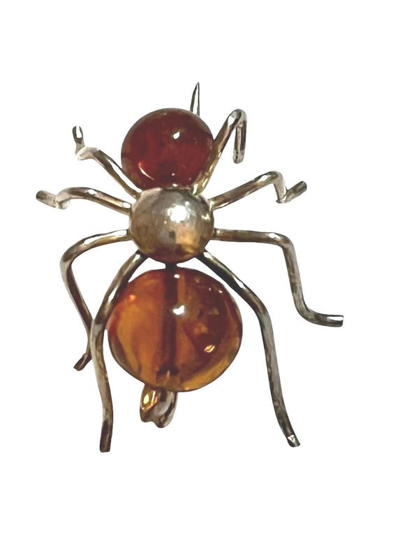 Sterling Silver Amber Brooch