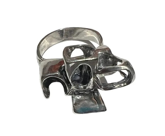 Sterling Brutalist Modernist Ring size 8 - image 5