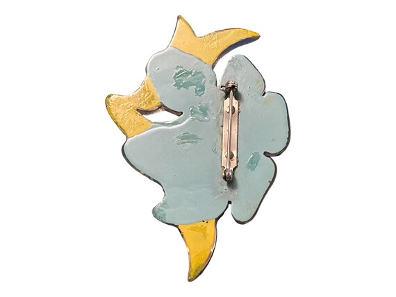 1940s carved and painted lucite flower brooch - image 2