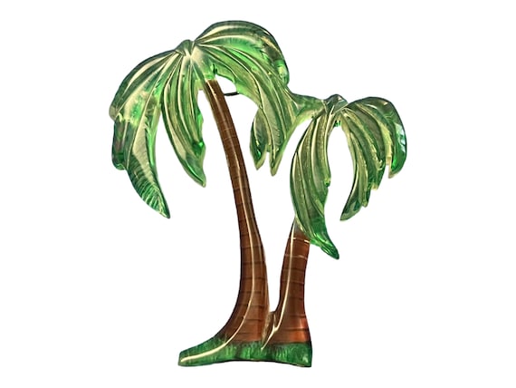 Reverse carved and painted Lucite Palm Tree - image 1