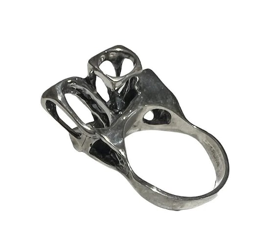 Sterling Brutalist Modernist Ring size 8 - image 6