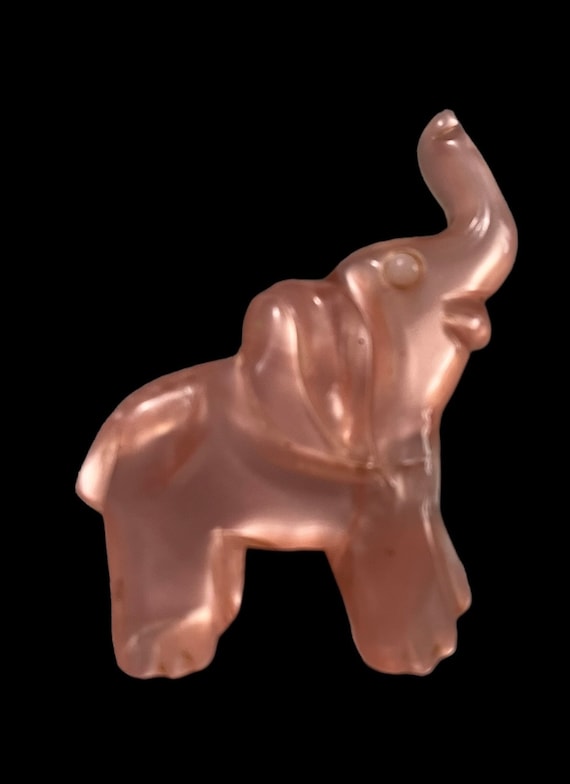 Carved Lucite Pink Elephant Pin