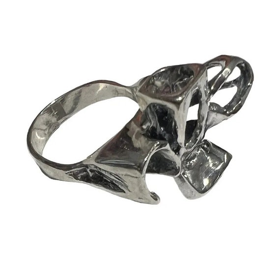 Sterling Brutalist Modernist Ring size 8 - image 2