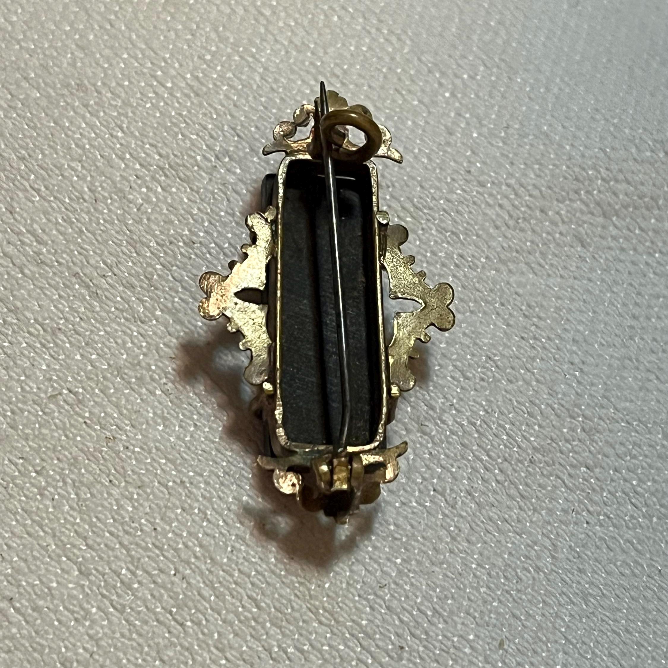Antique Gold Filled Goldstone and Inlay Brooch - Etsy