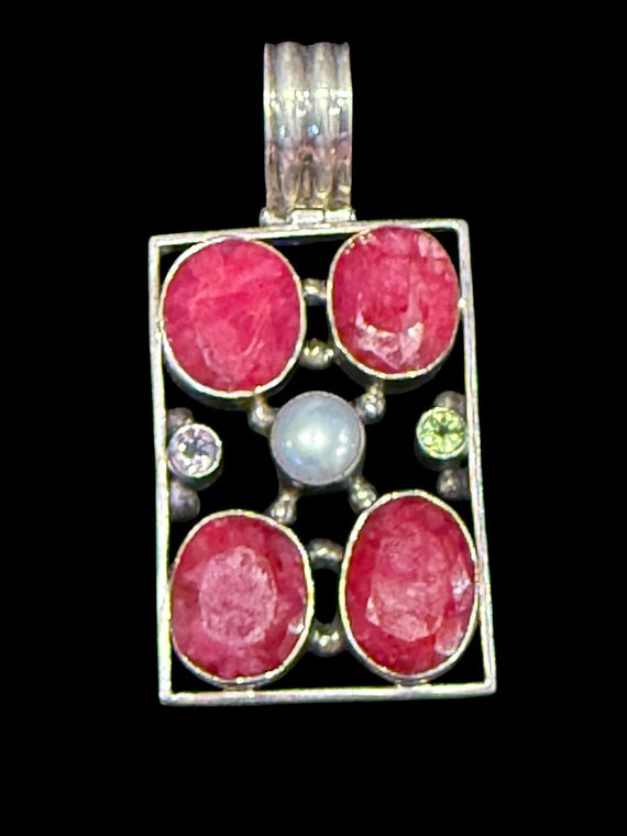 Sterling Silver Ruby gemstone statement Pendant