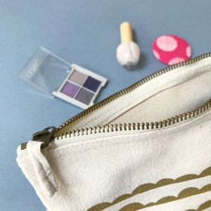 Large makeup bag Large zip bag Canvas Wash bag Modern cosmetic bag travel pouch gift for her teenage gift under 20 Gold image 8