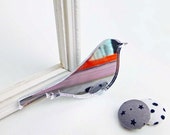 Shiny Mirror Bird Brooch | Mirror perspex jewellery | Woodland animal accessories | Modern reflective brooch | Statement jewellery