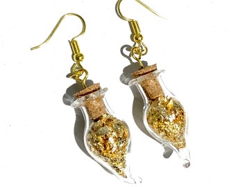 Liquid Luck Potion Necklace: Gold Flakes, Wizard Gift