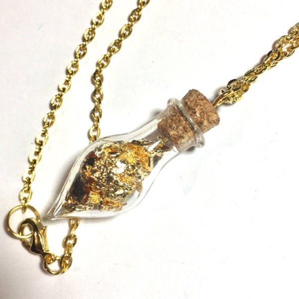 Liquid luck necklace *Felix felicis - Harry Potter inspired* glass bottle charm gold potion - Earrings