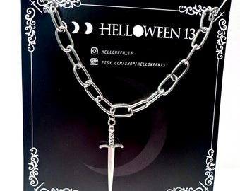 Sword necklace | stainless steel necklace | star pendant  | Pagan style gift