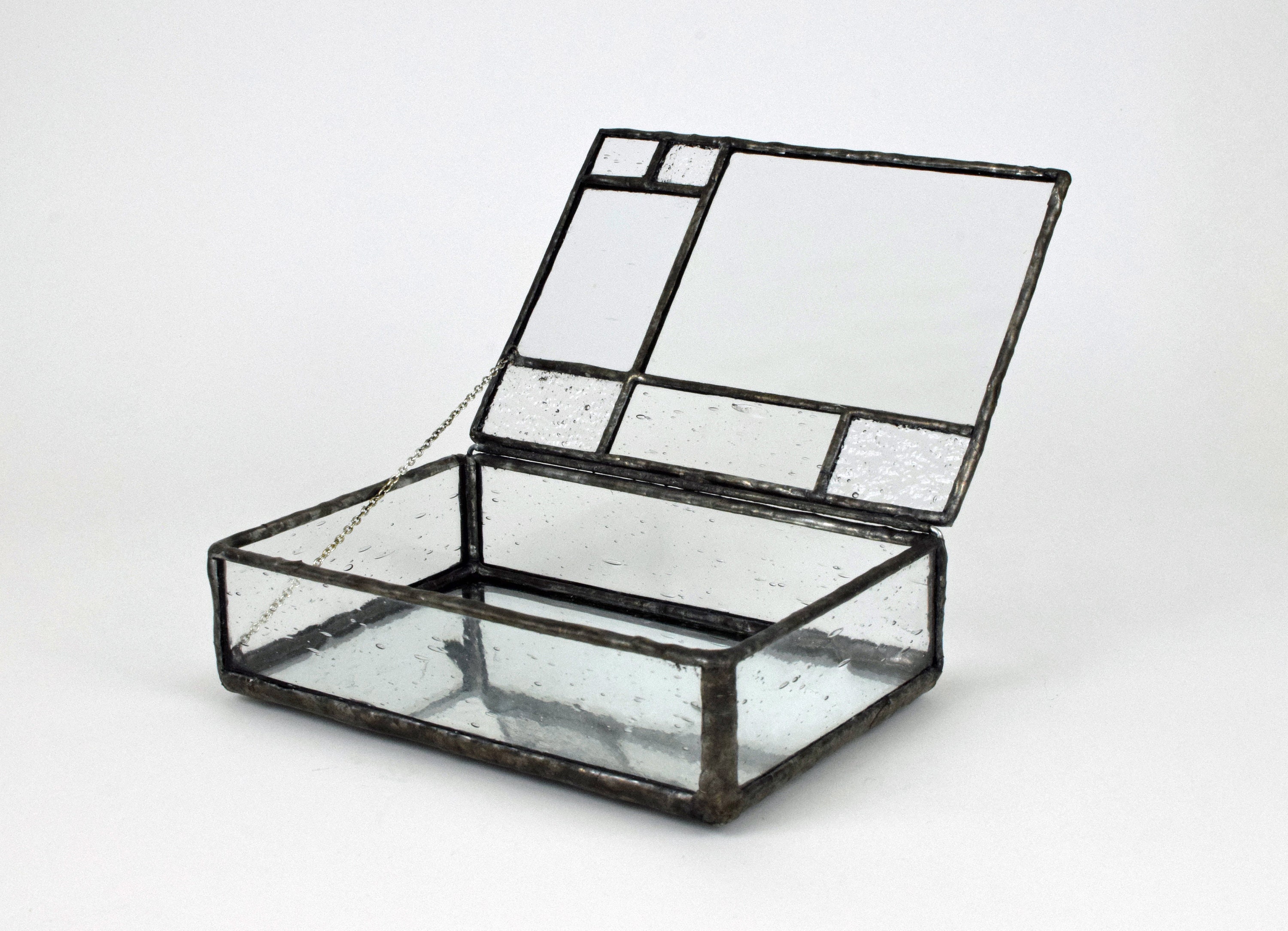 Clear Mondrian Glass Box Stained Glass Box Jewelry Etsy