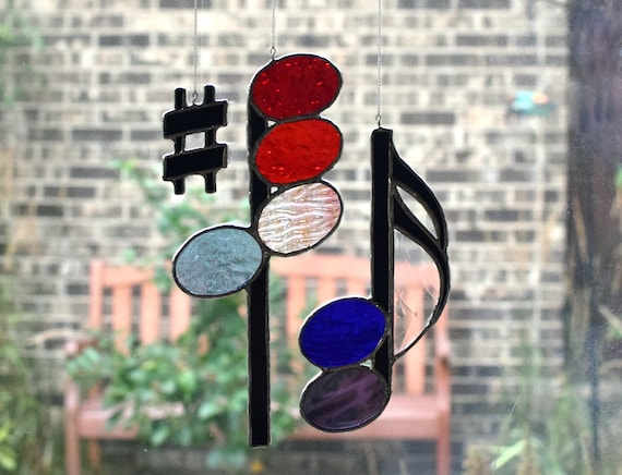 Stained Glass Musical Notes Sun Catcher Mobile musicmobile - Etsy