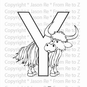 Y is for Yak ABCs Coloring Page Alphabet Printable Digital Download Letter Y Classrooms and Children of All Ages image 1