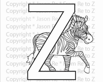 Letter Z Coloring Etsy Letter Z Coloring Etsy