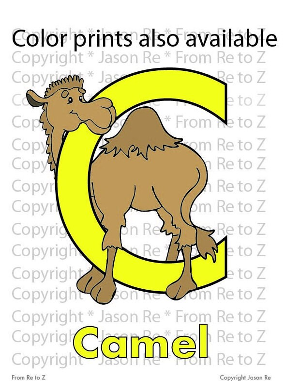 C is for Camel ABCs Coloring Page Alphabet Printable  Etsy