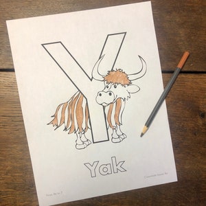 Y is for Yak ABCs Coloring Page Alphabet Printable Digital Download Letter Y Classrooms and Children of All Ages image 4