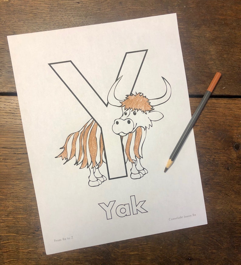 Y is for Yak ABCs Coloring Page Alphabet Printable Digital Download Letter Y Classrooms and Children of All Ages image 4