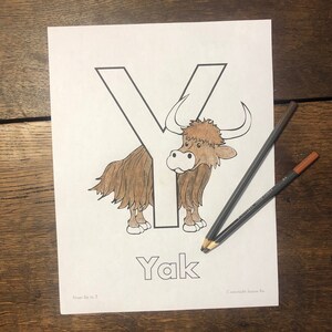 Y is for Yak ABCs Coloring Page Alphabet Printable Digital Download Letter Y Classrooms and Children of All Ages image 3