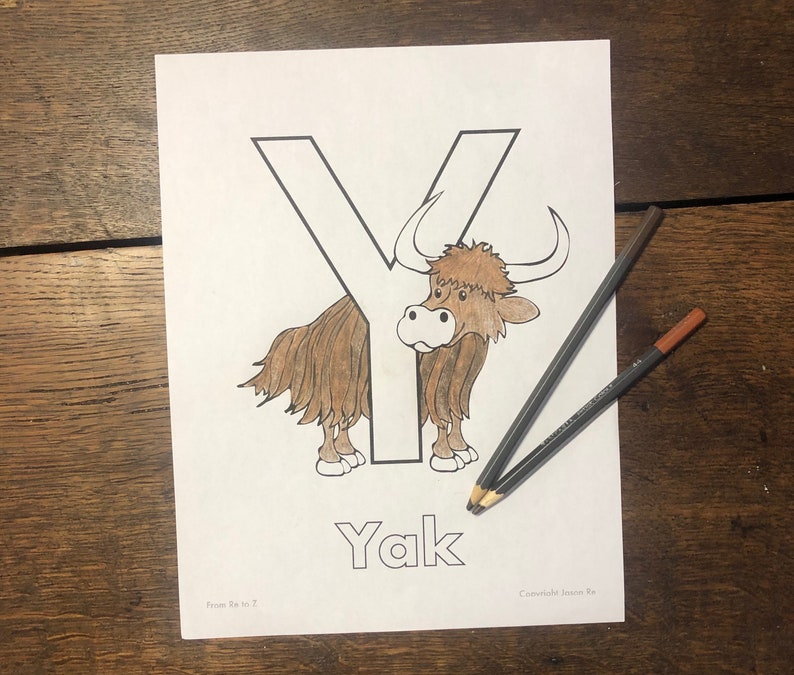 Y is for Yak ABCs Coloring Page Alphabet Printable Digital Download Letter Y Classrooms and Children of All Ages image 3