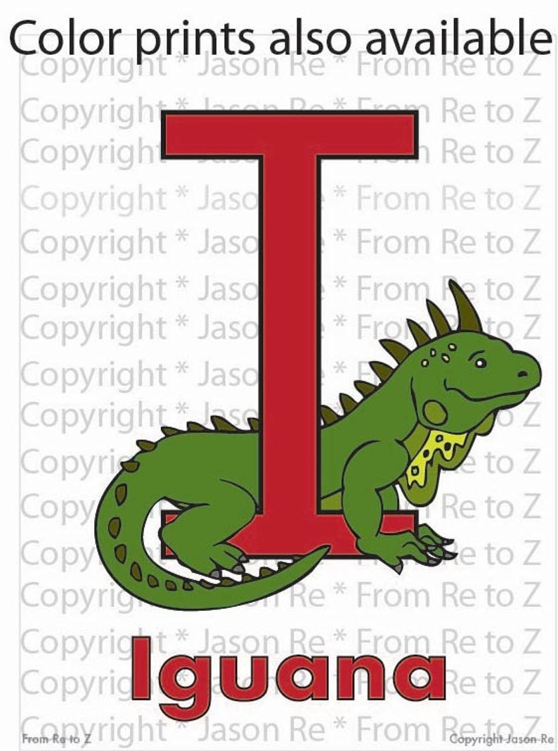 I is for Iguana ABCs Coloring Page Alphabet Printable | Etsy