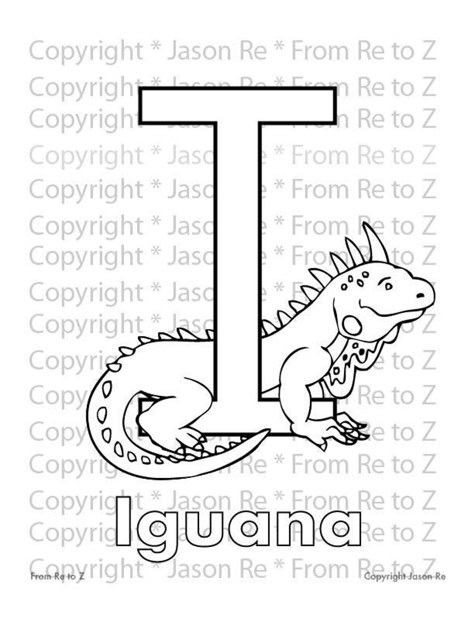 I is for Iguana ABCs Coloring Page Alphabet Printable | Etsy