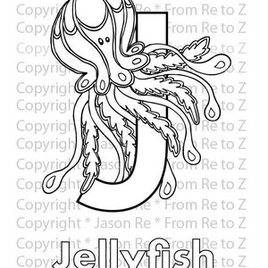 J is for Jellyfish ABCs Coloring Page Alphabet | Etsy