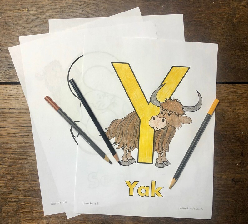 Y is for Yak ABCs Coloring Page Alphabet Printable Digital Download Letter Y Classrooms and Children of All Ages image 2