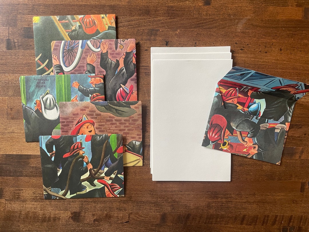 Fireman Stationary Set From Vintage Childrens Book Etsy