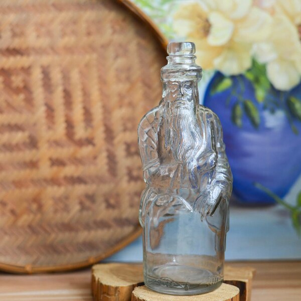 Vintage Poland Mineral Spring Water Moses Figural Bottle Hiram Ricker & Sons 11"