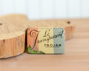 Vintage Tin Trojan Le Transparent Advertising French Paris