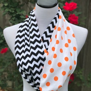Cincinnati Bengals Tennessee orange polka dots black chevron infinity scarf Fall scarves colorblock infinity long scarf loop scarf