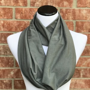 Gray Scarf Charcoal Grey Infinity Scarf Loop Scarf Circle Scarf Soft Cotton Jersey Knit Scarf - gift for women & men