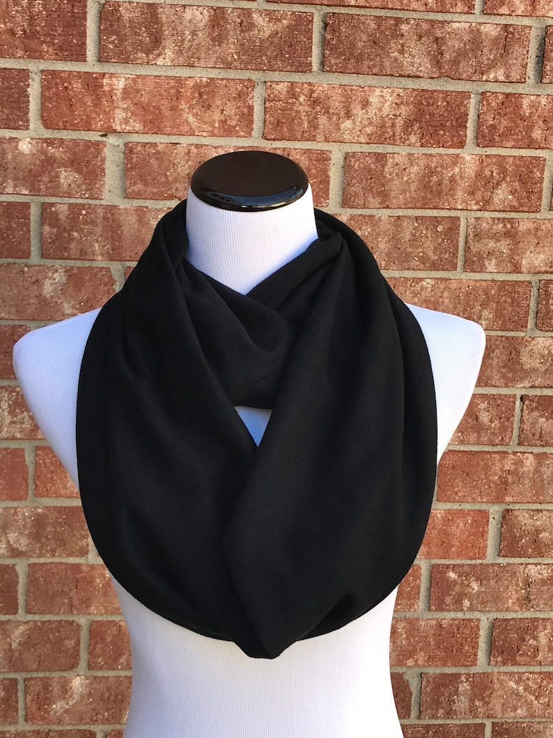 Black Scarf Soft Cotton Jersey Knit Loop Scarf Circle Scarf Etsy