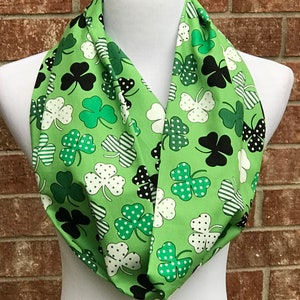 St Patrick&#39;s Day Scarf Lucky Irish Scarf Shamrock Scarf Clover Scarf Polka Dot & Stripes Irish scarf Loop scarf Circle Scarf Green scarf