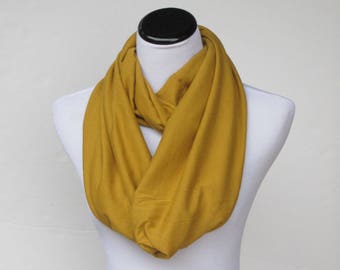 Mustard Scarf Golden Mustard Infinity Scarf Yellow Mustard Loop Scarf Circle Scarf Soft Jersey Knit Autumn Colors Scarf