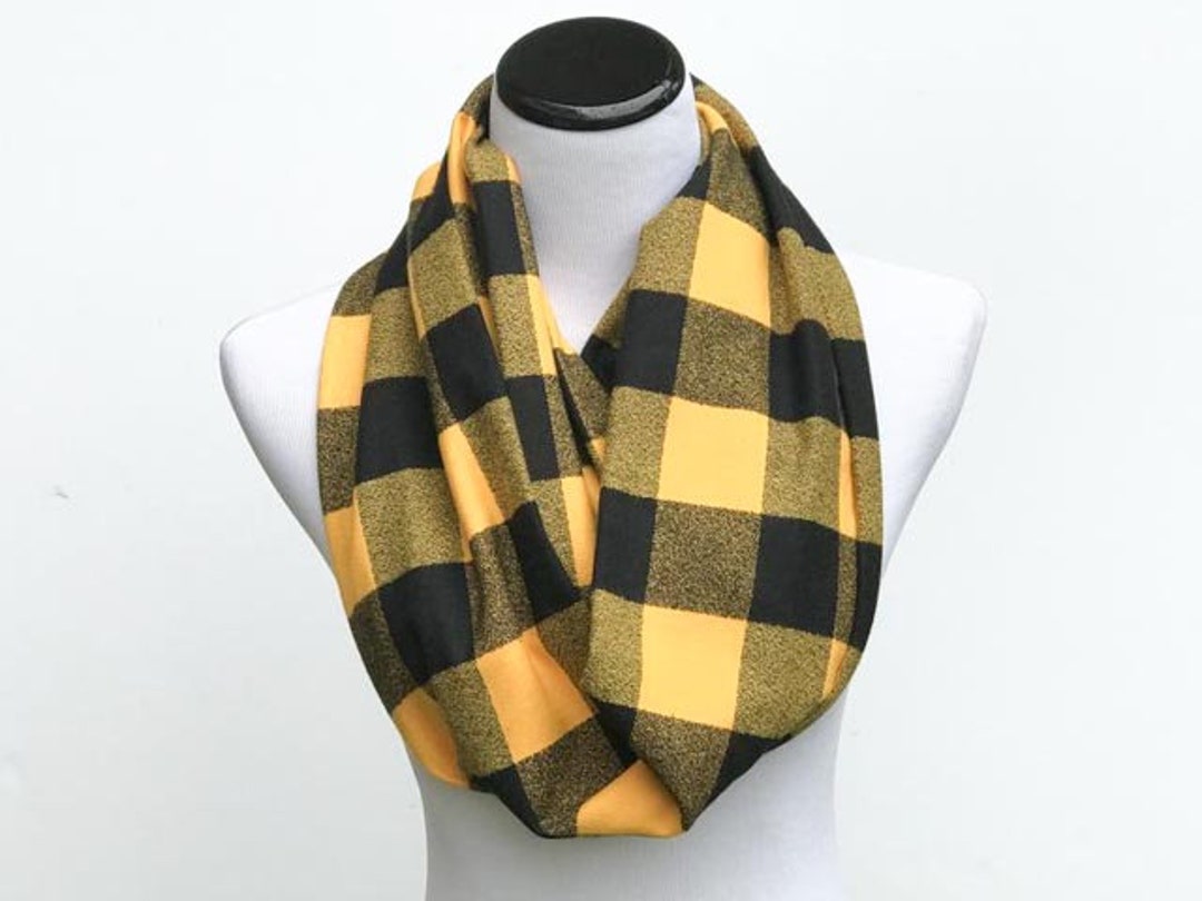 Plaid Scarf Mustard Scarf Yellow Black Buffalo Plaid Scarf Etsy