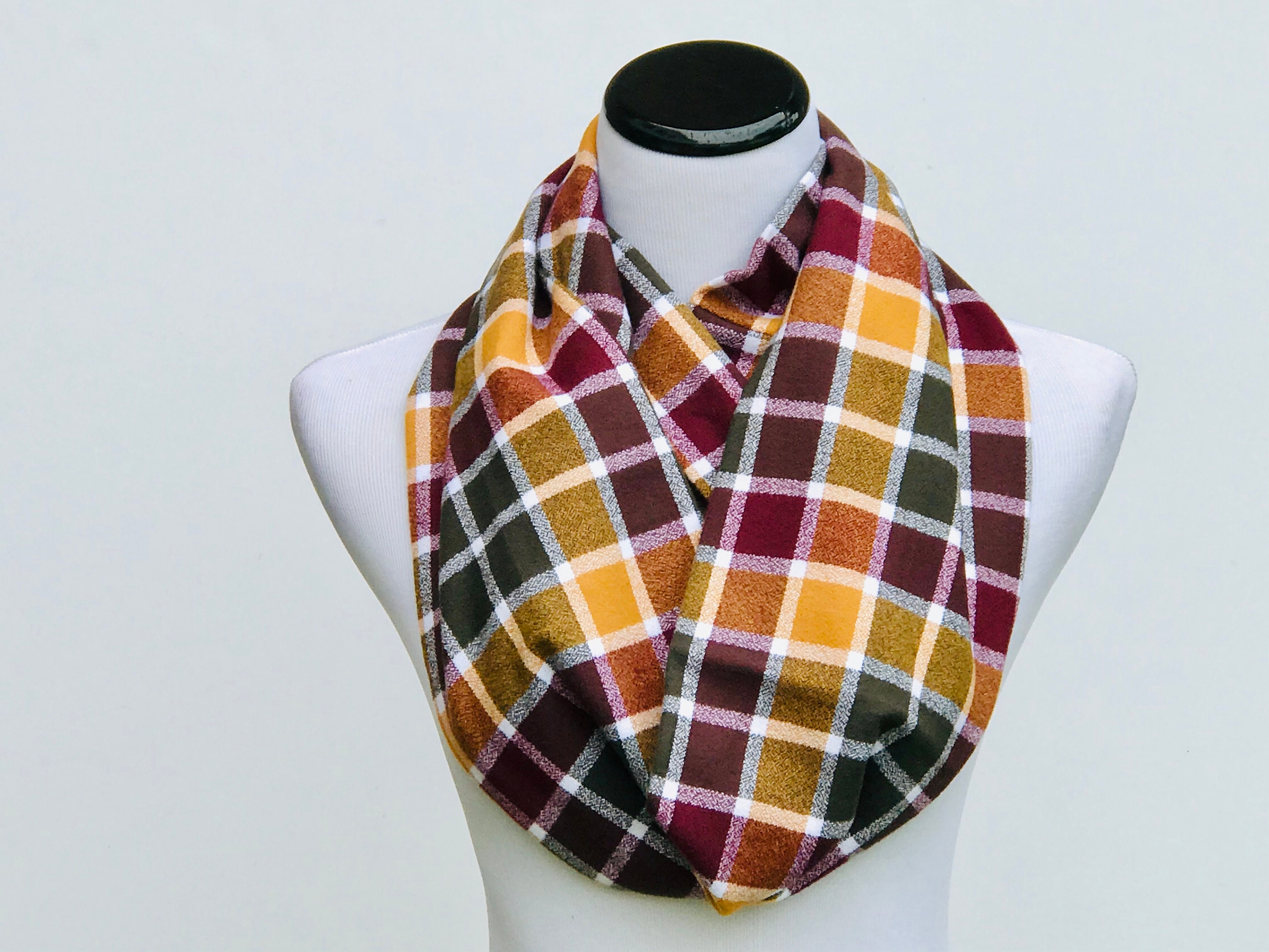 Plaid Scarf Mustard Yellow Green Olive Burgundy Maroon White Etsy