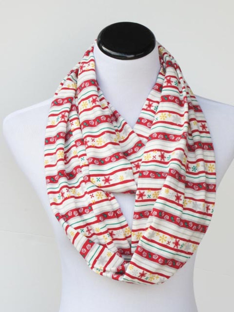 Christmas Scarf Stripes Scarf Snowflakes Scarf Infinity Scarf - Etsy