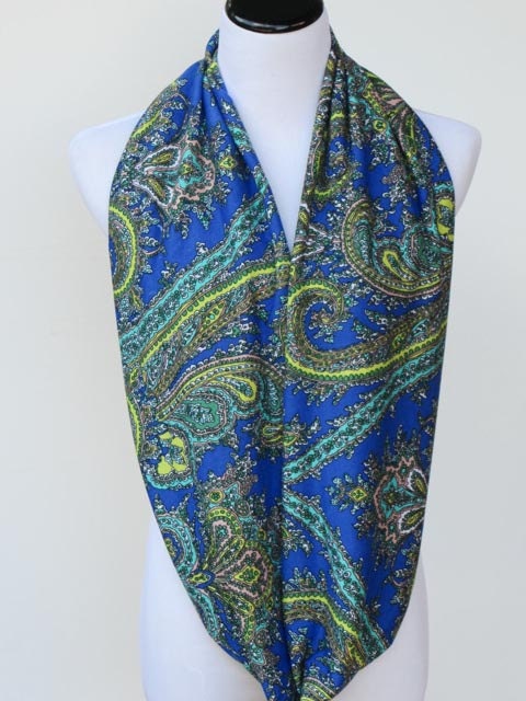 Paisley Scarf Infinity Scarf Blue Teal Green Loop Scarf Soft - Etsy