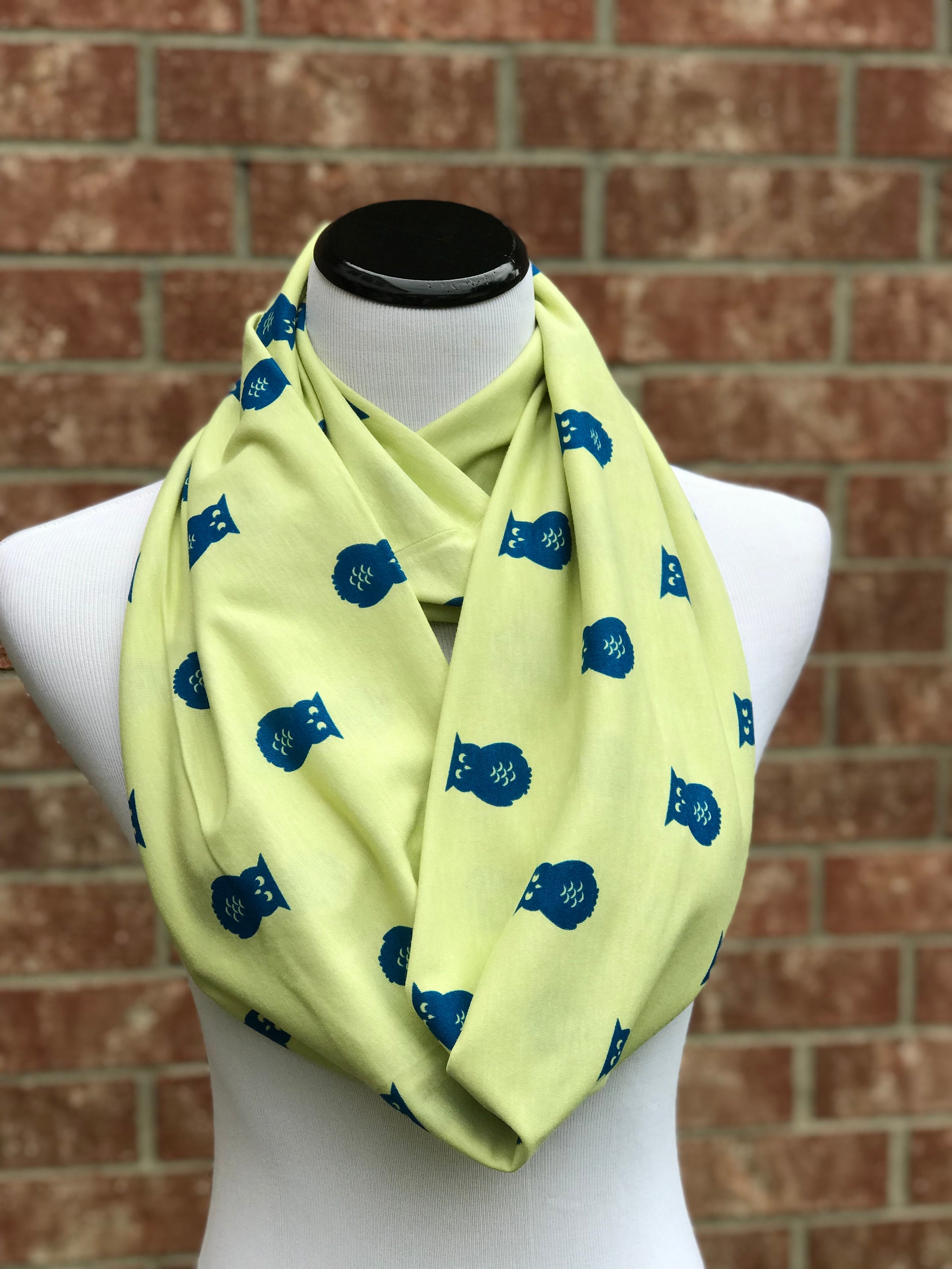 Owl Scarf Infinity Scarf Bird Print Scarf Adult Infant Toddler Scarf Matching Scarf for Mom & Ch