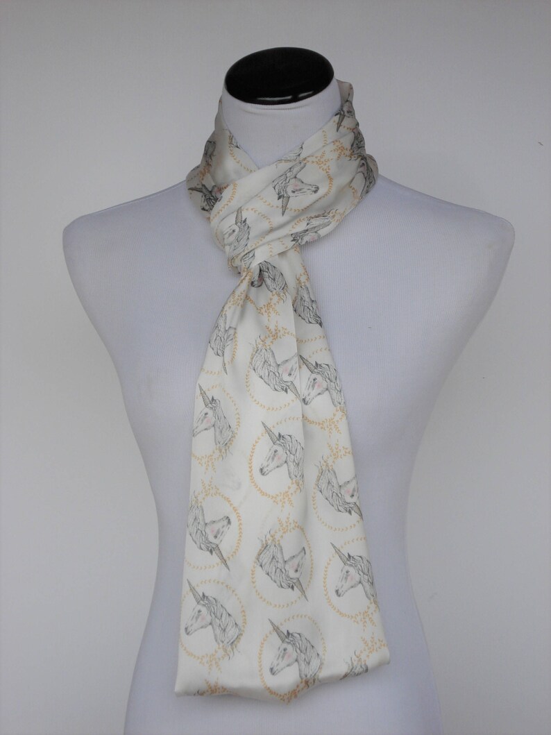 Unicorn Print Scarf Infinity Scarf White Gray Gold Unicorn - Etsy