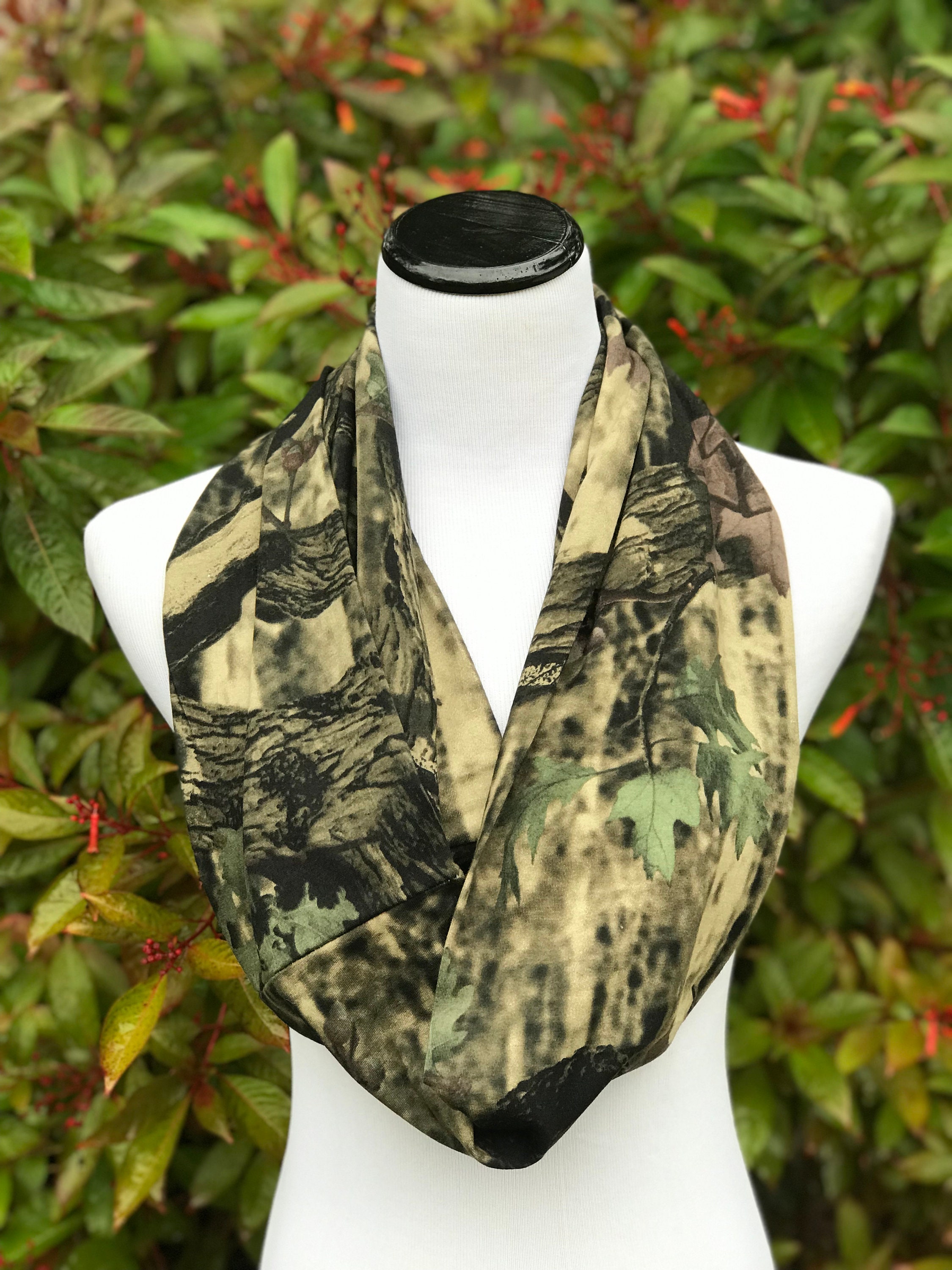 Elementree Scarf Camouflage Scarf Lichen Green Infinity Scarf Soft Cotton Jersey Knit Brown Camo Scarf Circle Scarf Loop Scarf Etsy