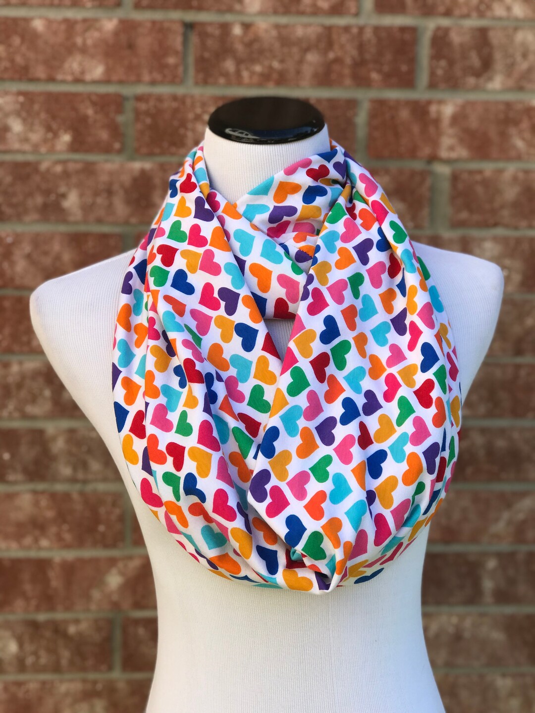 Valentine's Day Scarf Hearts Scarf Pink Yellow Green Blue Purple White