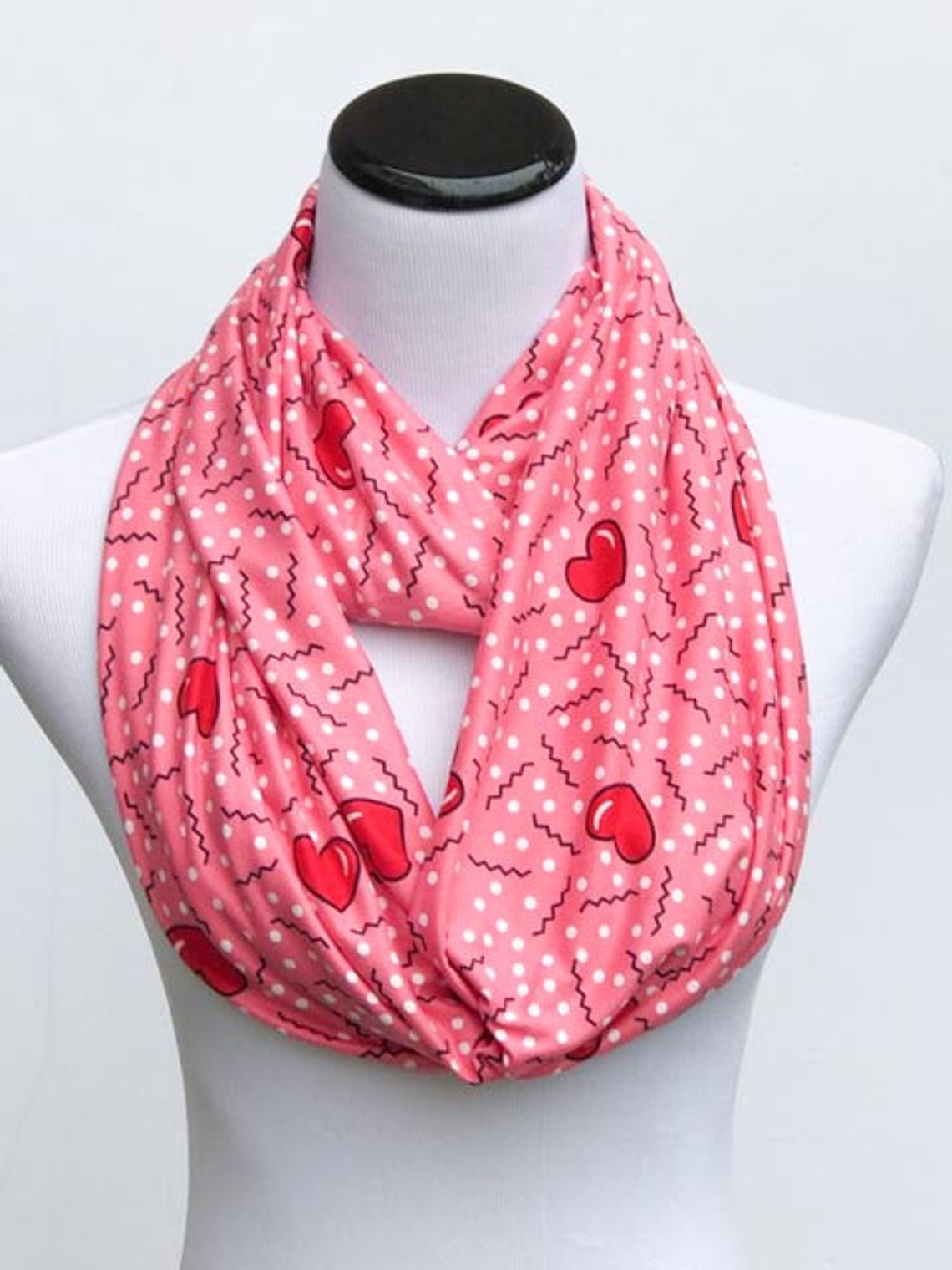 Valentine's Day Scarf Red Hearts Scarf Pink Loop Scarf | Etsy