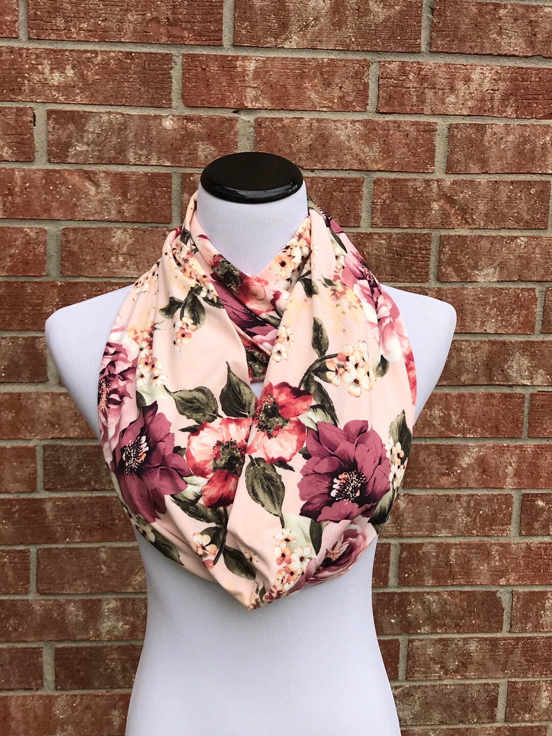 Floral Scarf Pink Flowers Scarf Infinity Scarf Feminine Scarf - Etsy