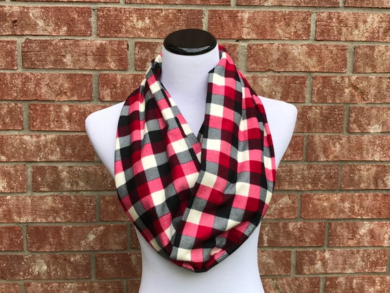 Rojo plaid franela bufanda Navidad bufanda cuadros Infinity - Etsy